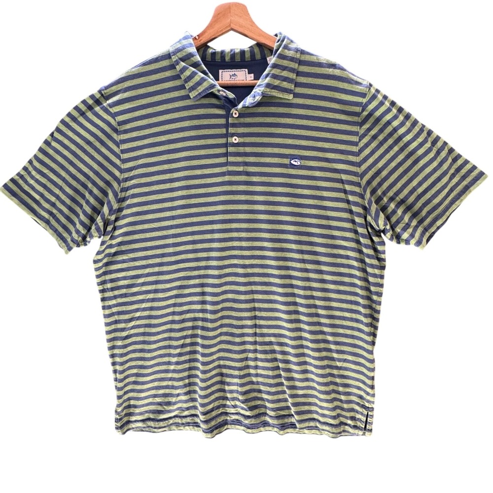 Southern Tide Polo Shirt Mens XL Striped Pima Cotton Preppy Golf Casual